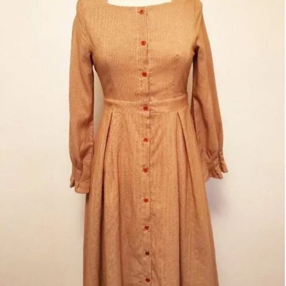 Vintage BOHO button down Shirt Dress Gingham Plaid Fit & Flare Day Dress - Picture 2 of 16